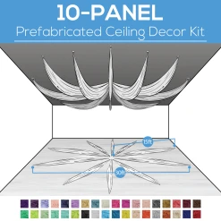 10 Panel Kit - Prefabricated Ceiling Drape Kit - 30ft Diameter - Select Drop, Fabric Kind, And Color! Option For All Attachments!