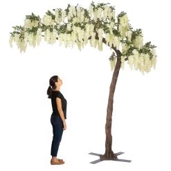 11 Feet Tall Grand Arch Fake Wisteria Tree - White - Interchangeable Branches!