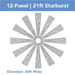 12-Panel Starburst 21ft Ceiling Draping Kit (44 Feet Wide)