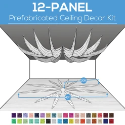 12 Panel Kit - Prefabricated Ceiling Drape Kit - 40ft Diameter - Select Drop, Fabric Kind, And Color! Option For All Attachments!