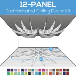 12 Panel Kit - Prefabricated Ceiling Drape Kit - 80ft Diameter - Select Drop, Fabric Kind, And Color! Option For All Attachment