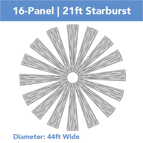 16-Panel Starburst 21ft Ceiling Draping Kit (44 Feet Wide) 3 16-Panel Starburst 21ft Ceiling Draping Kit (44 Feet Wide)