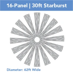 16-Panel Starburst 30ft Ceiling Draping Kit (62 Feet Wide)