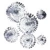 Hanging Paper Fan 6 Piece Set, 18 Sets - Silver -Event Decoration Sales Shop 35 0180SV 1