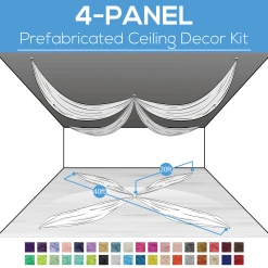 4 Panel Kit - Prefabricated Ceiling Drape Kit - 40ft Diameter - Select Drop, Fabric Kind, And Color! Option For All Attachments!