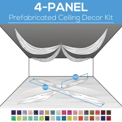 4 Panel Kit - Prefabricated Ceiling Drape Kit - 60ft Diameter - Select Drop, Fabric Kind, And Color! Option For All Attachments!