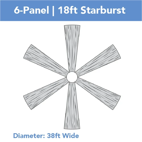 6-Panel 18ft Starburst Ceiling Draping Kit (38 Feet Wide) 3 6-Panel 18ft Starburst Ceiling Draping Kit (38 Feet Wide)