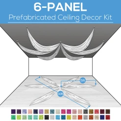 6 Panel Kit - Prefabricated Ceiling Drape Kit - 30ft Diameter - Select Drop, Fabric Kind, And Color! Option For All Attachments!