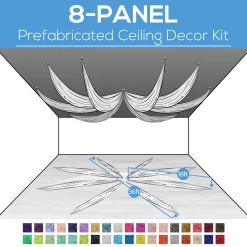8 Panel Kit - Prefabricated Ceiling Drape Kit - 36ft Diameter - Select Drop, Fabric Kind, And Color! Option For All Attachments!