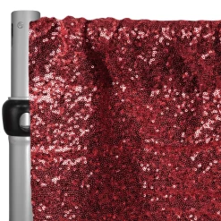 Apple Red Sequin Backdrop Curtain W/ 4" Rod Pocket By Eastern Mills - 10ft Long X 4.5ft Wide