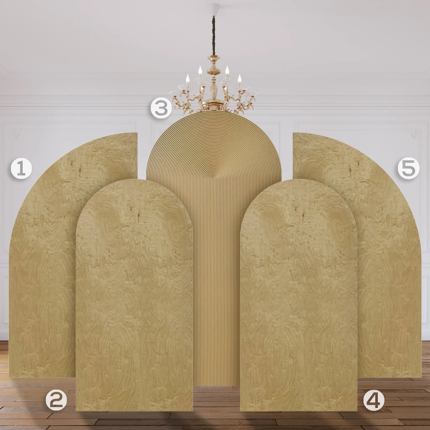 The "Brenda" Chiara 5 Piece Collapsing Wall Panel Set 4 The "Brenda" Chiara 5 Piece Collapsing Wall Panel Set - Image 2