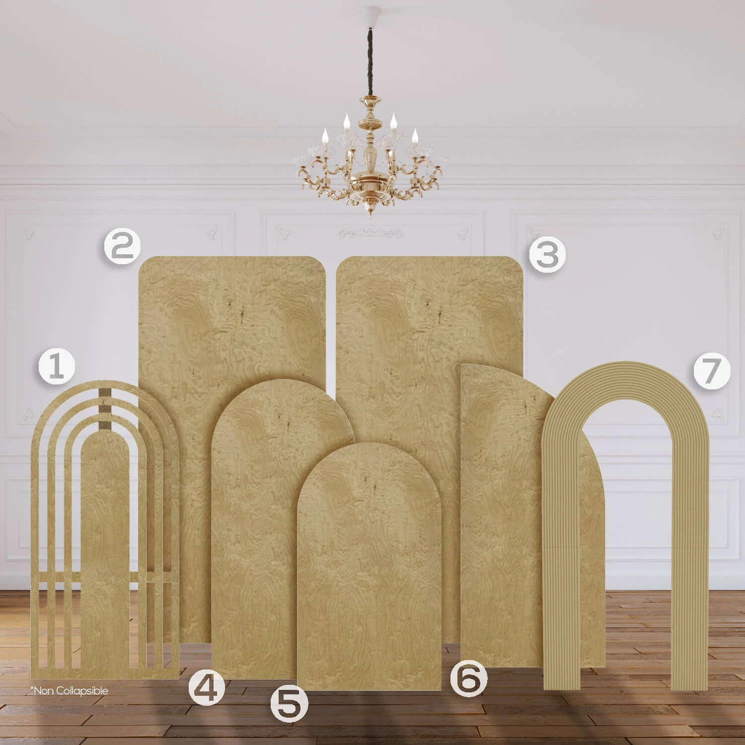 The "James" Chiara 7 Piece Collapsing Wall Panel Set 4 The "James" Chiara 7 Piece Collapsing Wall Panel Set - Image 2