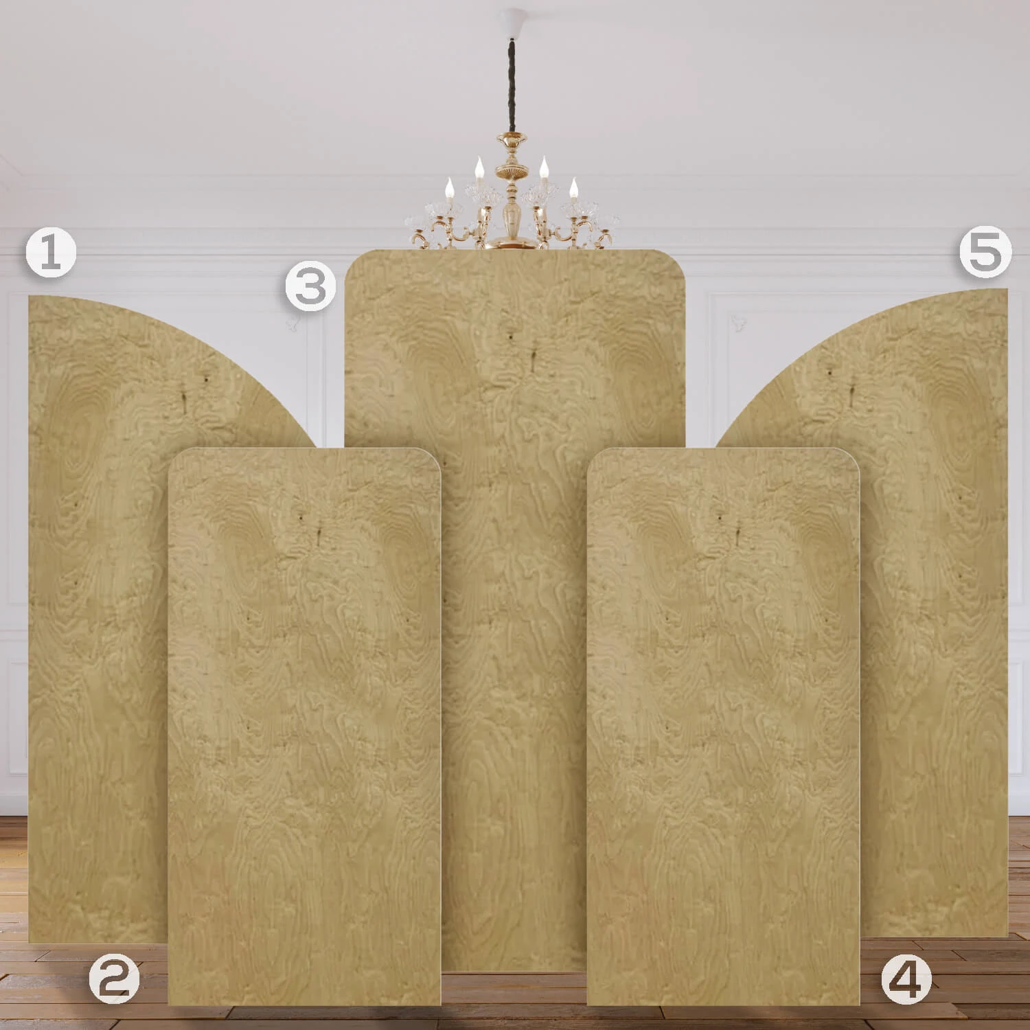 The "Kathleen" Chiara 5 Piece Collapsing Wall Panel Set 4 The "Kathleen" Chiara 5 Piece Collapsing Wall Panel Set - Image 2