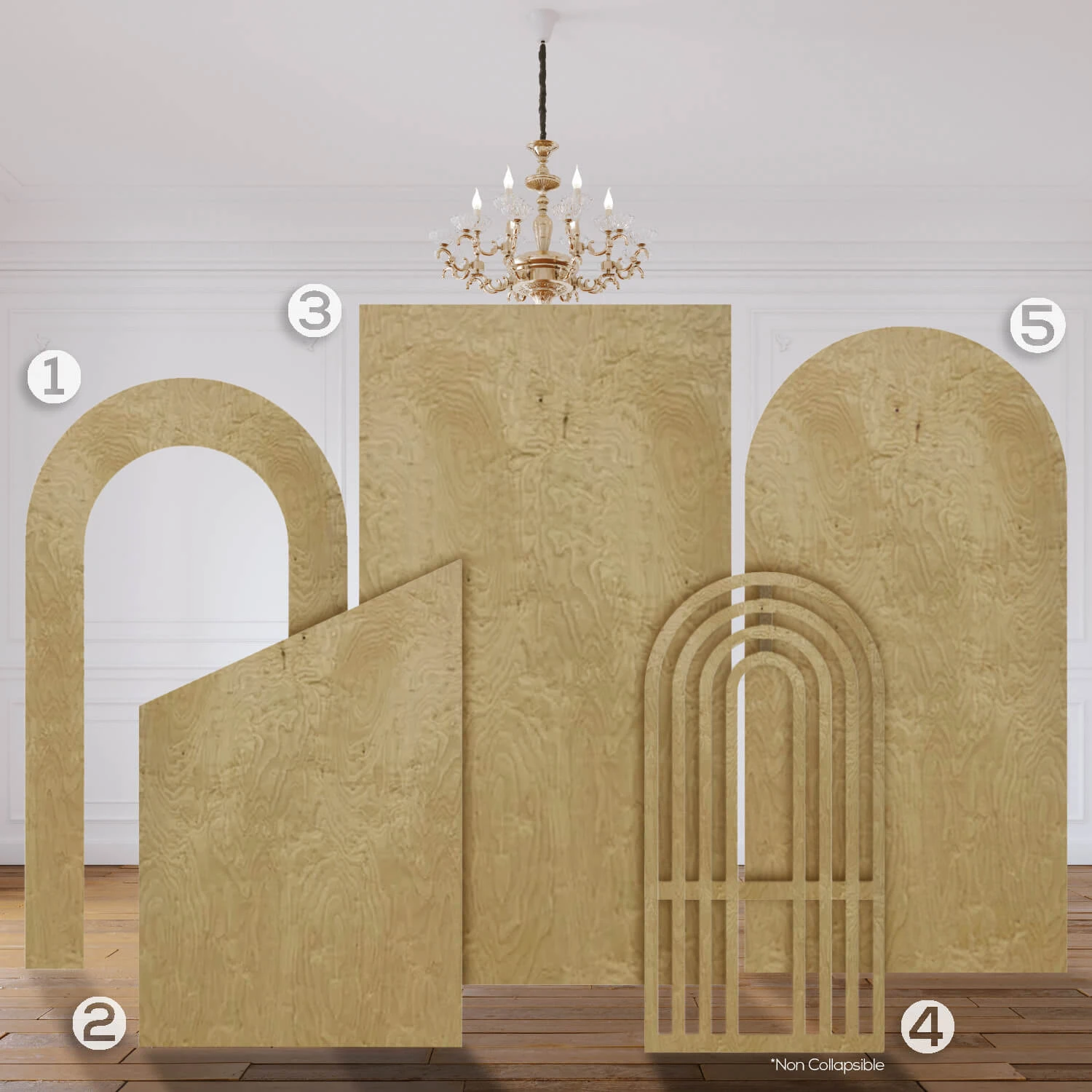 The "Sebastian" Chiara 5 Piece Collapsing Wall Panel Set 4 The "Sebastian" Chiara 5 Piece Collapsing Wall Panel Set - Image 2