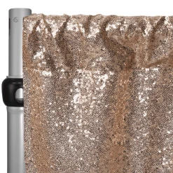 Champagne Sequin Backdrop Curtain W/ 4" Rod Pocket By Eastern Mills - 10ft Long X 4.5ft Wide