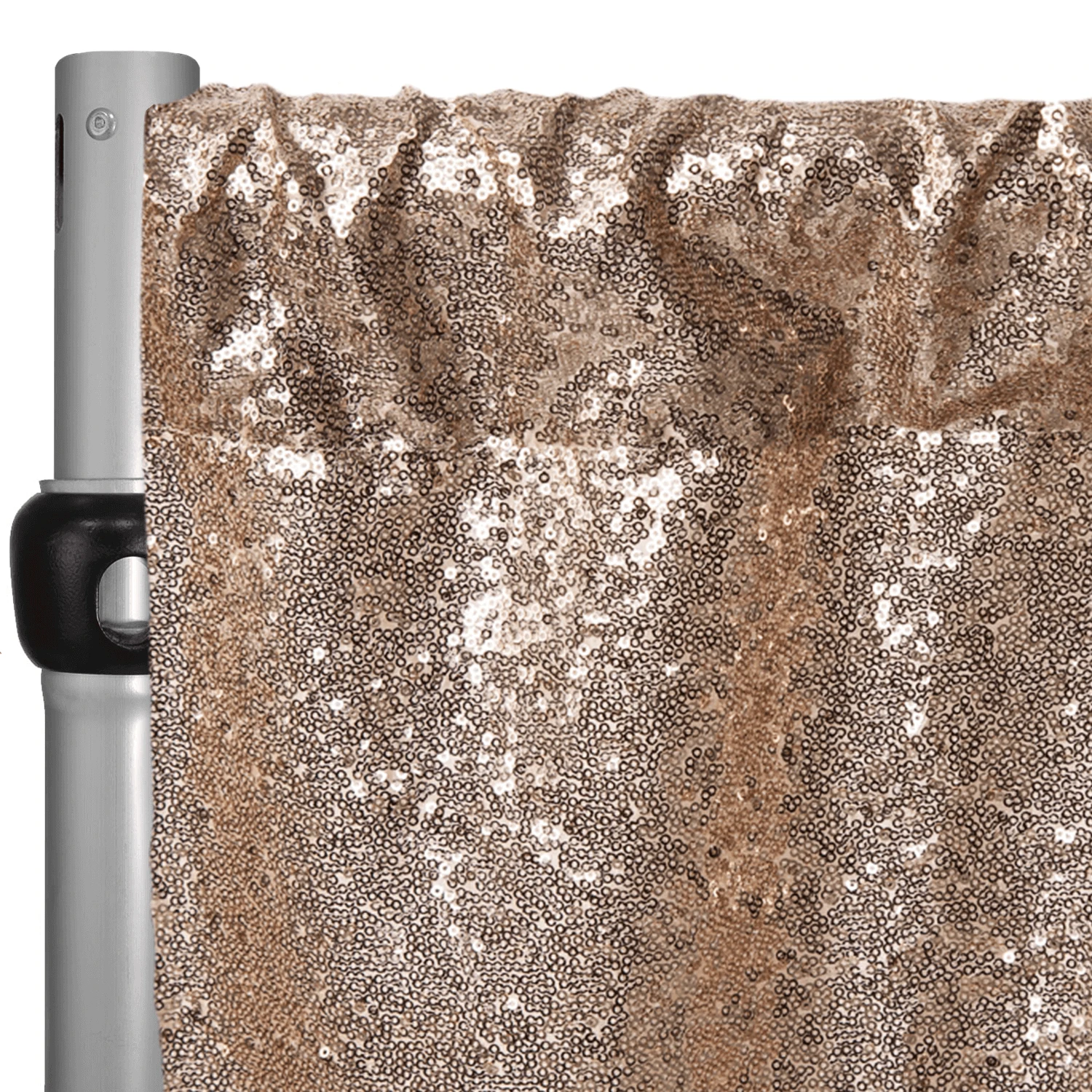 Champagne Sequin Backdrop Curtain W/ 4" Rod Pocket By Eastern Mills - 12ft Long X 4.5ft Wide 3 Champagne Sequin Backdrop Curtain W/ 4" Rod Pocket By Eastern Mills - 12ft Long X 4.5ft Wide