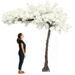 11 Feet Tall Grand Arch Fake Flowering Cherry Blossom Tree - White - Interchangeable Branches!