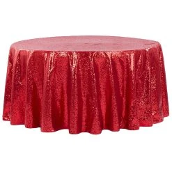 120" Round Sequin Tablecloth - Apple Red