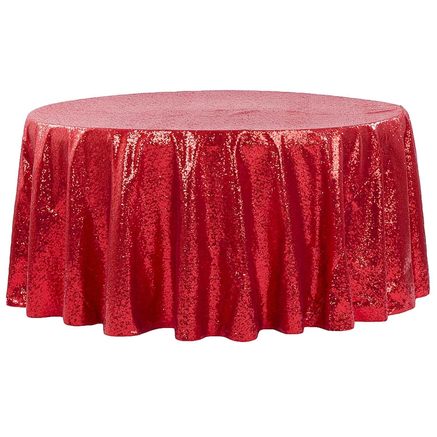 120" Round Sequin Tablecloth - Apple Red 3 120" Round Sequin Tablecloth - Apple Red