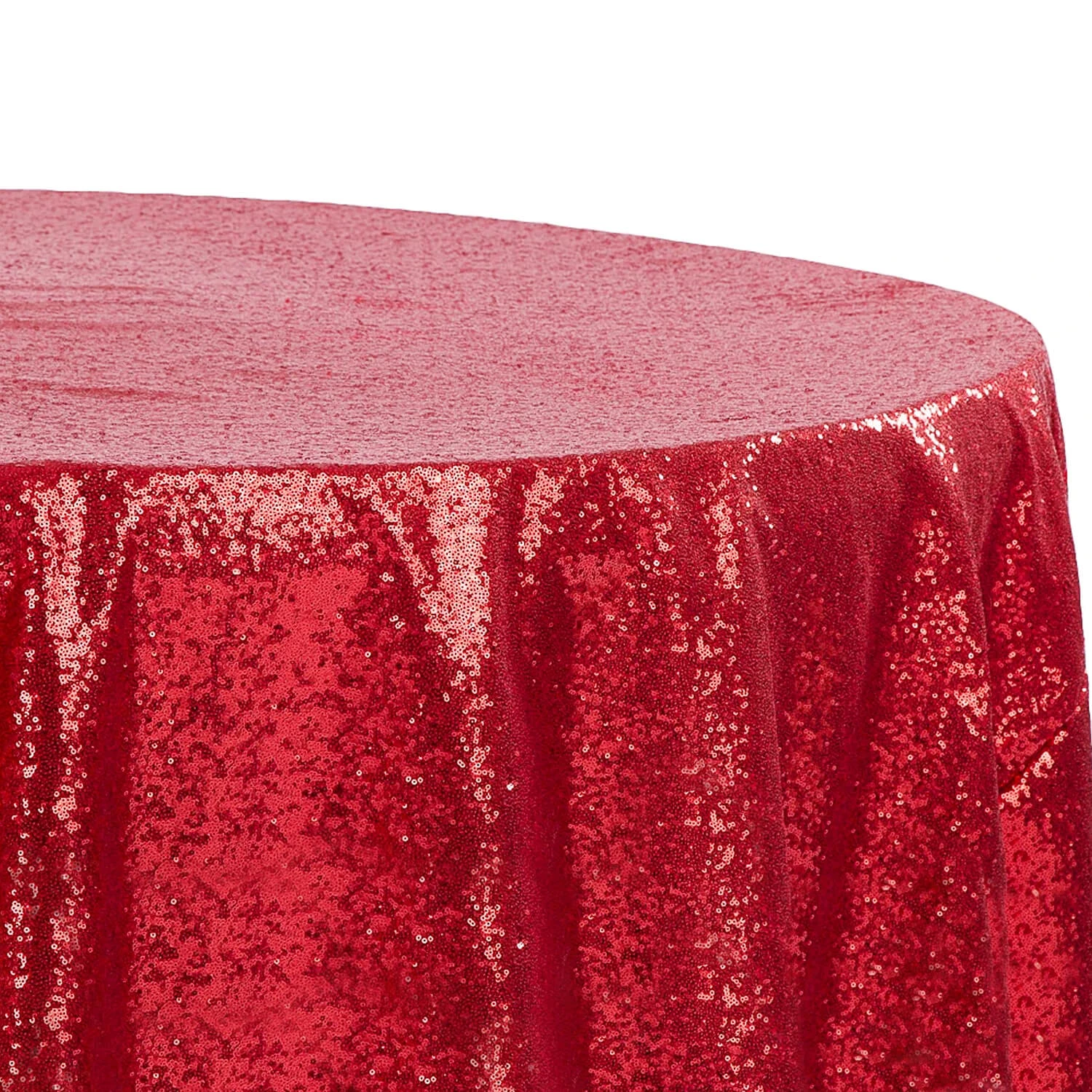 120" Round Sequin Tablecloth - Apple Red 4 120" Round Sequin Tablecloth - Apple Red - Image 2