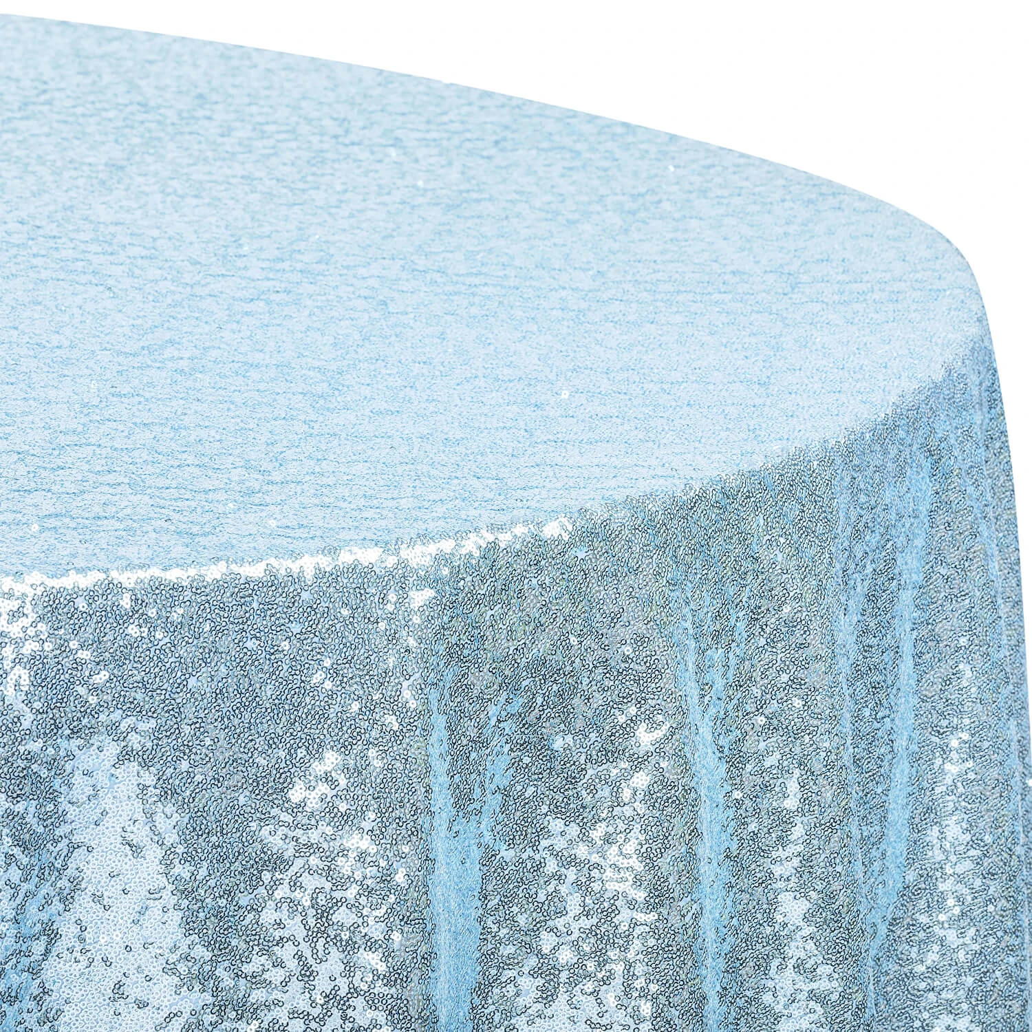 120" Round Sequin Tablecloth - Baby Blue 4 120" Round Sequin Tablecloth - Baby Blue - Image 2