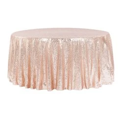 120" Round Sequin Tablecloth - Blush/Rose Gold