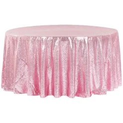 120" Round Sequin Tablecloth - Pink