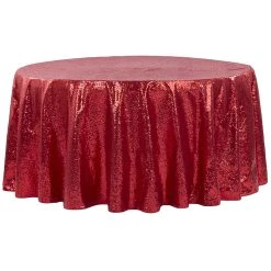 120" Round Sequin Tablecloth - Red