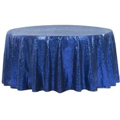120" Round Sequin Tablecloth - Royal Blue