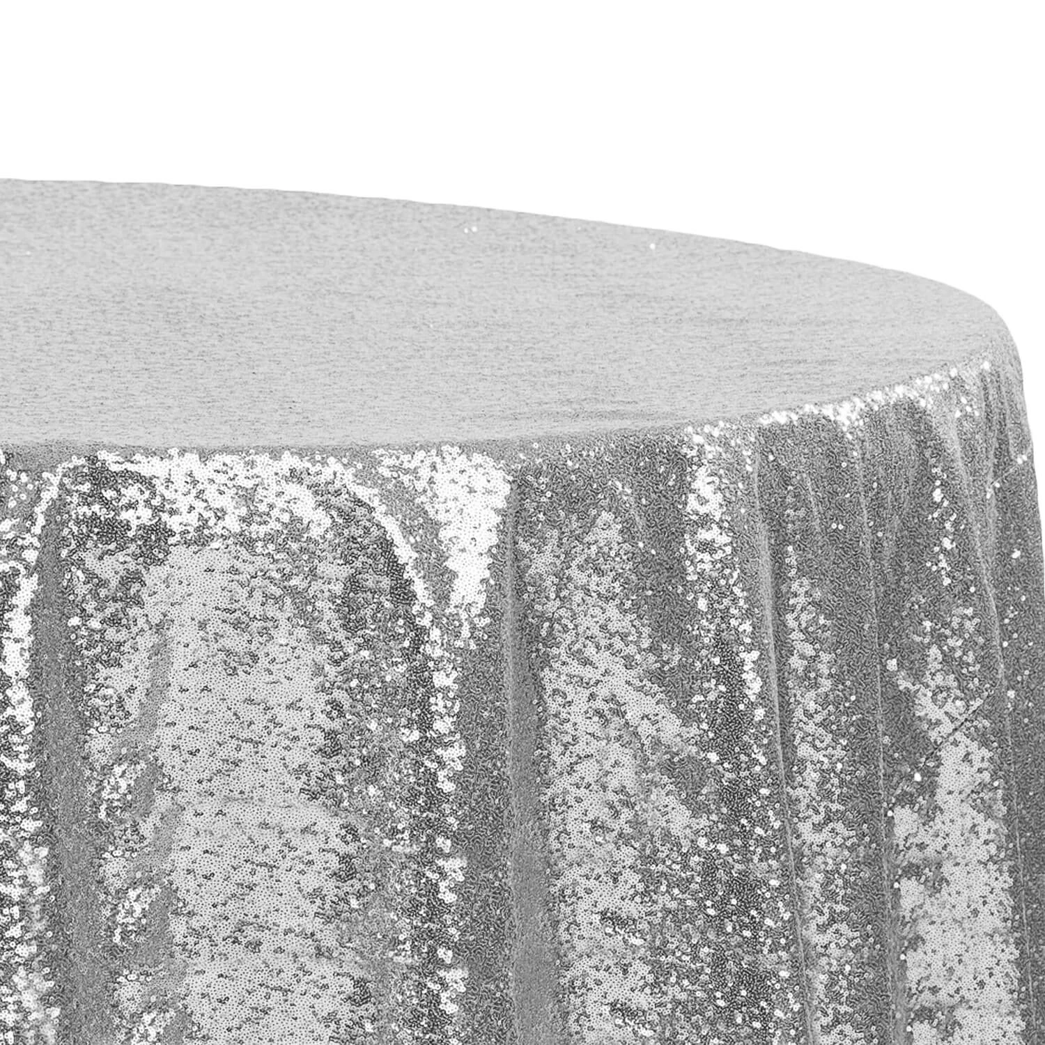 120" Round Sequin Tablecloth - Silver 4 120" Round Sequin Tablecloth - Silver - Image 2