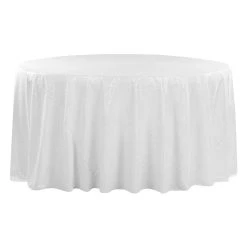 120" Round Sequin Tablecloth - White