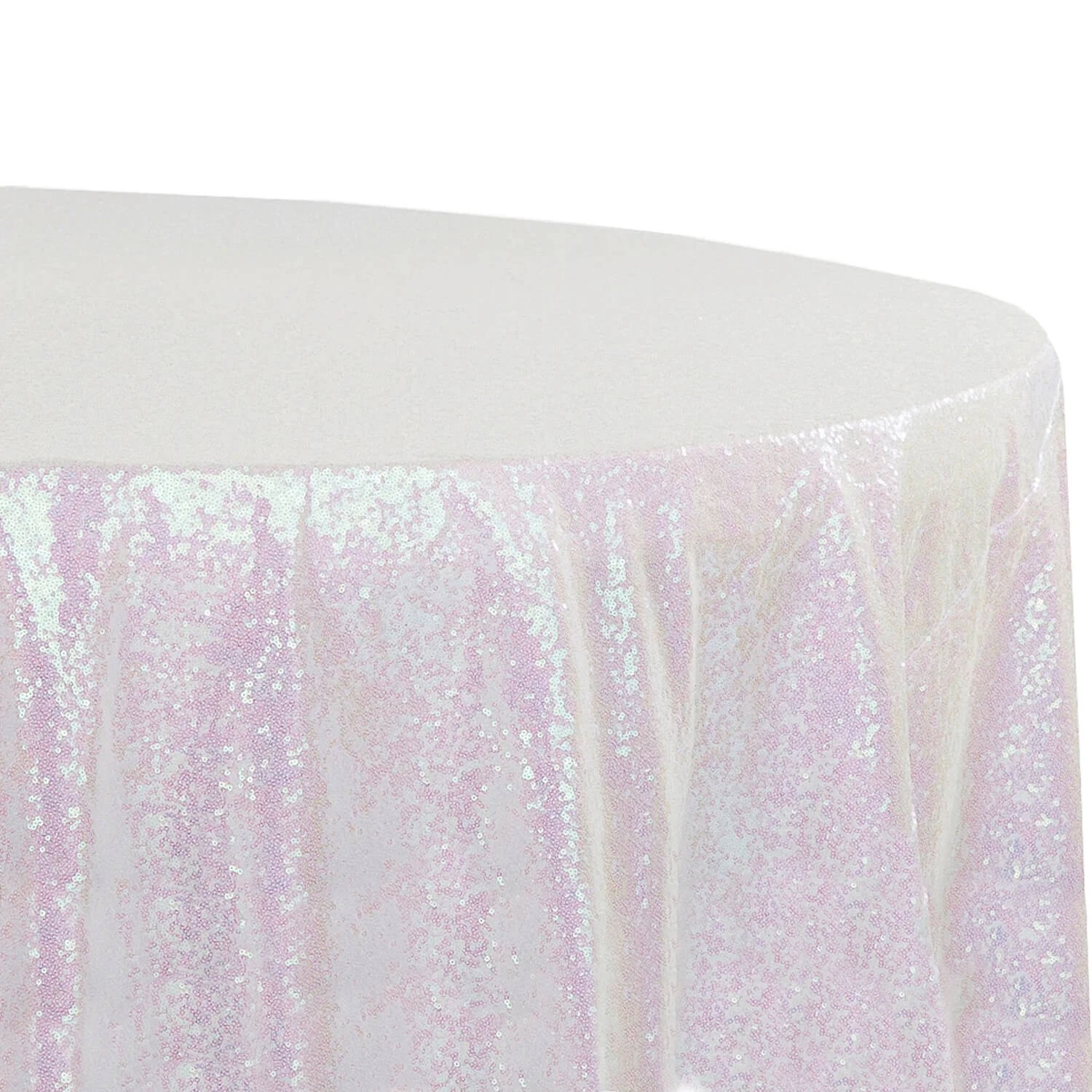 132" Round Sequin Tablecloth - Iridescent White 4 132" Round Sequin Tablecloth - Iridescent White - Image 2