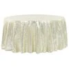 132" Round Sequin Tablecloth - Ivory -Event Decoration Sales Shop EDD 132 Round sequin tablecloth Ivory 01
