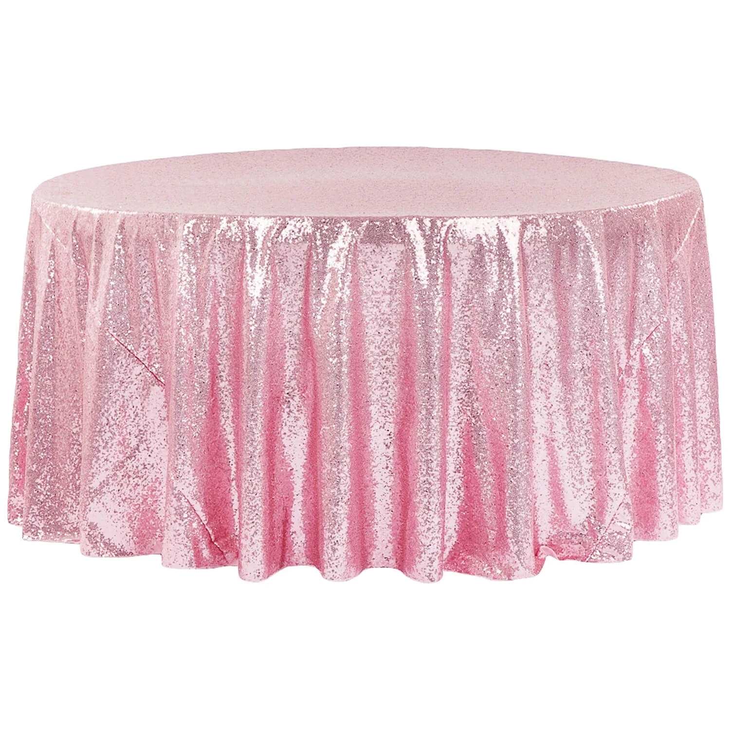 132" Round Sequin Tablecloth - Pink 3 132" Round Sequin Tablecloth - Pink