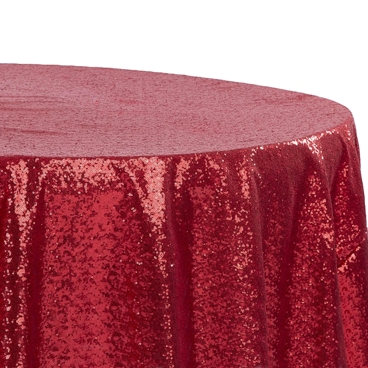 132" Round Sequin Tablecloth - Red 4 132" Round Sequin Tablecloth - Red - Image 2