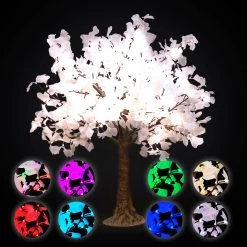 Lighted Grand Centerpiece Or Floor Ginkgo LED Tree - AC Adapter - 480 LEDs - RGBW W/ Remote & Many Functions! - 5FT Tall