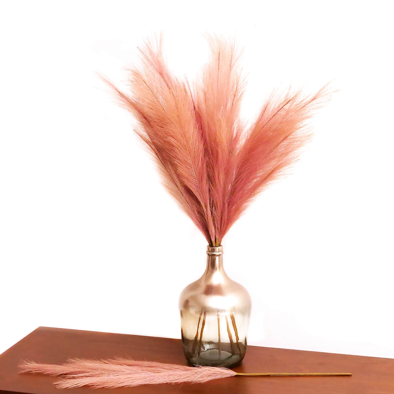 Faux Pampas Grass - 6 Stems - 38" Long - Dusty Rose 3 Faux Pampas Grass - 6 Stems - 38" Long - Dusty Rose