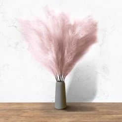 Faux Pampas Grass - 6 Stems - 48" Long - Soft Pink/Blush