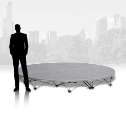 IntelliStage - Lightweight 8' Round Portable Stage - 4ft Platform & Riser Set - Strong Turf