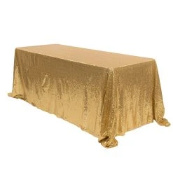 Rectangle 90" X 156" Sequin Tablecloth By Eastern Mills - Premium Quality - Gold