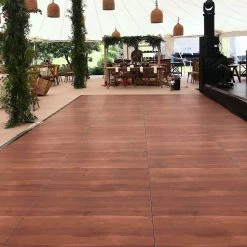 Dark Maple Snaplock Dance Floor Set - Easy Assembly, Portable With Edging & Transport Cart! - 36" X 36" Tiles -Event Decoration Sales Shop EDD Snaplock Slate Dark Maple 36x36 03