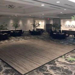 Smoked Oak Snaplock Dance Floor Set - Easy Assembly, Portable With Edging & Transport Cart! - 36" X 36" Tiles -Event Decoration Sales Shop EDD Snaplock Slate Smoked oak 36x36 03