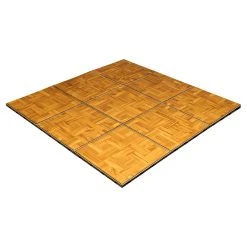 Teak Snaplock Dance Floor Set - Easy Assembly, Portable With Edging & Transport Cart! - 12" X 12" Tiles