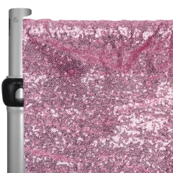 Pink Sequin Backdrop Curtain W/ 4" Rod Pocket By Eastern Mills - 8ft Long X 4.5ft Wide