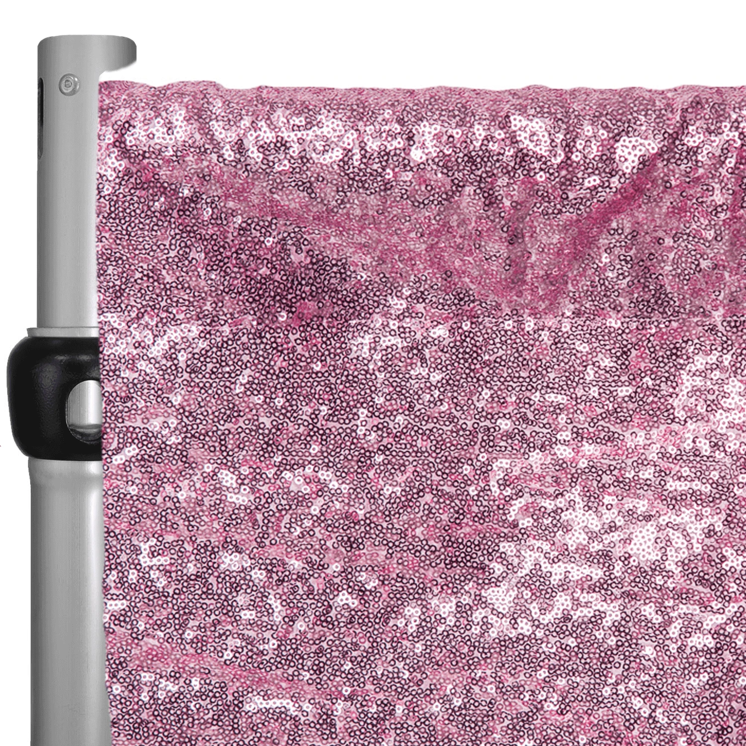 Pink Sequin Backdrop Curtain W/ 4" Rod Pocket By Eastern Mills - 12ft Long X 4.5ft Wide 3 Pink Sequin Backdrop Curtain W/ 4" Rod Pocket By Eastern Mills - 12ft Long X 4.5ft Wide