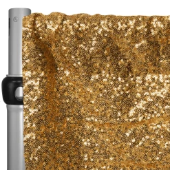 Gold Sequin Backdrop Curtain W/ 4" Rod Pocket By Eastern Mills - 12ft Long X 9.5ft Wide