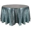 Gray Blue Round Sequin Tablecloth By Eastern Mills - 126" Round -Event Decoration Sales Shop GreyBlue Round Sequin Tablecloth 1