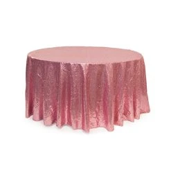 Dusty Rose Round Sequin Tablecloth By Eastern Mills - 126" Round