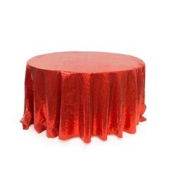 Red Round Sequin Tablecloth By Eastern Mills - 126" Round