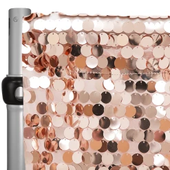 Blush/Rose Gold Payette Sequin Backdrop Curtain W/ 4" Rod Pocket By Eastern Mills - 10ft Long X 4.5ft Wide
